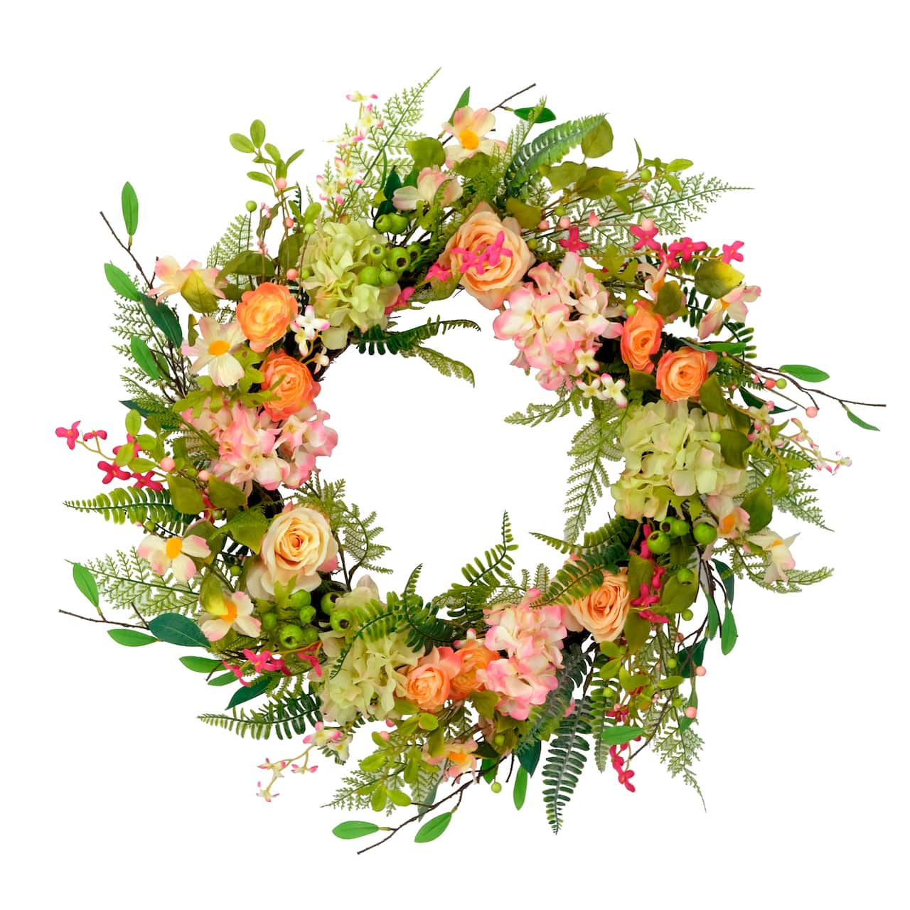 30'' Multicolored Rose Floral Bouquet Spring Wreath